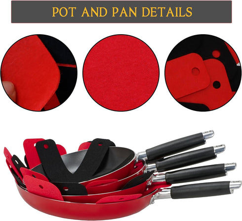 Savina Pot & Pan Protectors - BIG Different sizes (16" 15" 14" 12") - SET of 8 - Material Felt, Cookware Protectors, Keep Kitchenware of Scratches...