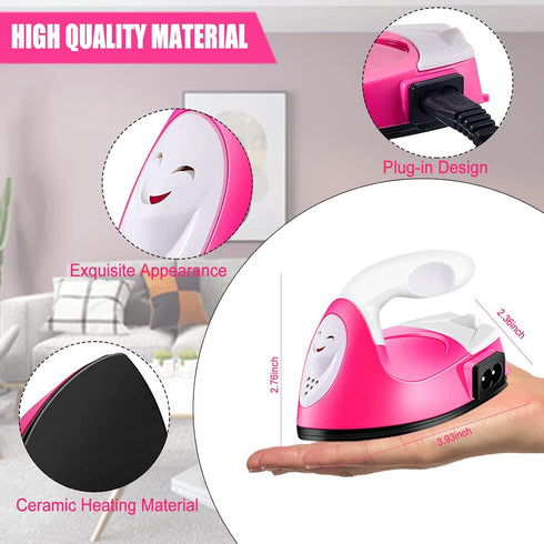 Mini Heat Press Small Iron Portable Heat Press Machine Mini Craft Iron with Charging Base Accessories for DIY T-Shirts, Shoes, Bag and Hats Heat T...