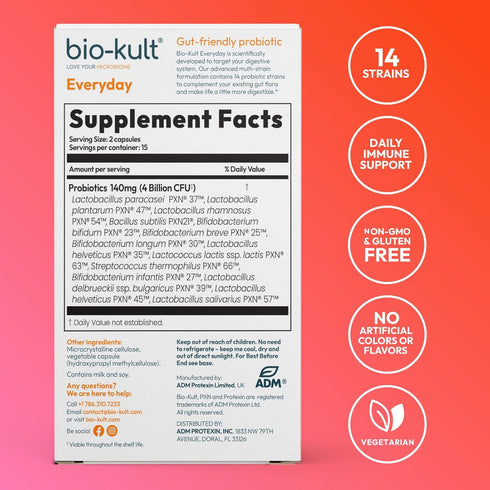 Bio-Kult Gut Health Probiotic Supplement, 14 Strains, Probiotics for Women & Men, Immune Support, Digestive Health, Shelf-Stable, Non-GMO and Glut...