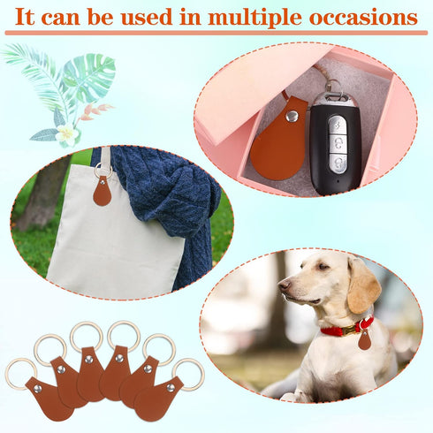 kekafu 50Pcs DIY Leather Keychains Brown Blank Key Fob Rivets PU Leather Keychain for Car Key Home Door Key Small Decoration Homemade Gift (Brown)...