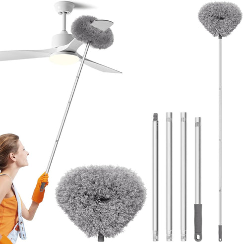 Ceiling Fan Cleaner Duster Reusable Microfiber High Ceiling Fan Blade Cleaner Extendable Duster with Long Handle Removable Washable Adjusts 13 to ...