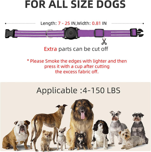 Airtag Dog Collar, 100% Waterproof Integrated Apple Air Tag Dog Collars, Reflective GPS Dog Collar with Hard PC AirTag Holder Case for Small Mediu...