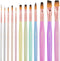 Nicpro 12pcs Artist Paint Brush Set, Pastel Painting Brushes Kit with Flat, Round, Filbert, Angle and Detail Paintbrushes, Nylon Bristles Paint Br...