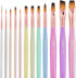 Nicpro 12pcs Artist Paint Brush Set, Pastel Painting Brushes Kit with Flat, Round, Filbert, Angle and Detail Paintbrushes, Nylon Bristles Paint Br...