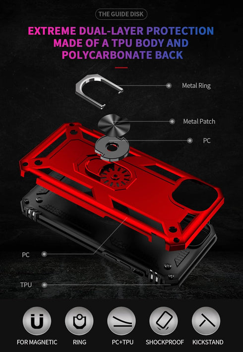 Military Grade Drop Impact for iPhone 14 Case 360 Metal Rotating Ring Kickstand Holder Armor Heavy Duty Shockproof Case for iPhone 14 Phone Case (...