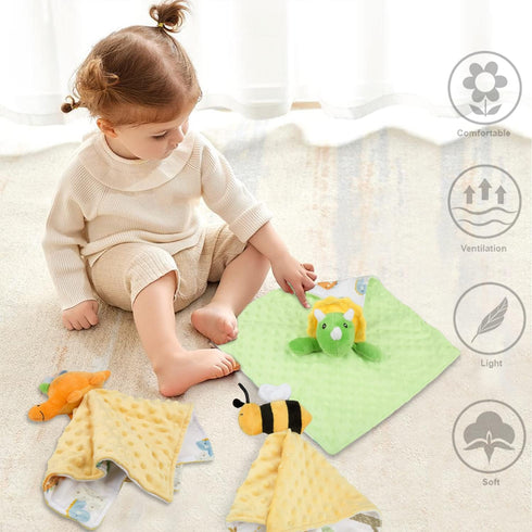 BORITAR Baby Security Blanket Soft Baby Lovey Unisex Lovey Baby Gifts for Newborn Boys and Girls Baby Snuggle Toy Baby Bee Stuffed Animal Yellow 1...