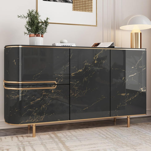 Gold Black Marble Contact Paper 17.71" x 120" Glossy Marble Peel and Stick Wallpaper Self Adhesive Granite Contact Paper for Countertops Waterproo...
