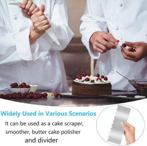 8.6 Inch Metal Cake Scraper Smoother, Stainless Steel Cake Scraper for Baking Buttercream Smoother Mousse Butter Cream Cake Decoration...