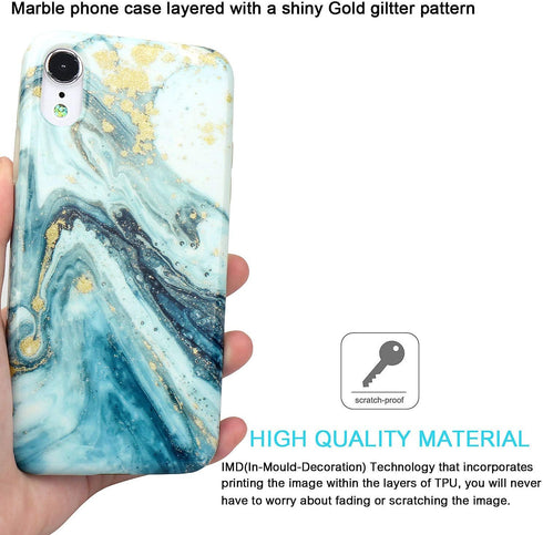 JIAXIUFEN Compatible with XR Case Gold Sparkle Glitter Marble Slim Shockproof Flexible Bumper TPU Soft Case Rubber Silicone Cover Phone Case for X...