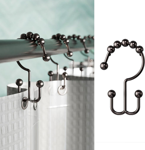 Zenna Home Metal Double Glide Shower Rings, Oil Rubbed Bronze – Set of 12 Heavy Duty, Rust-Resistant Shower Rings with Smooth Glide for Shower Cur...