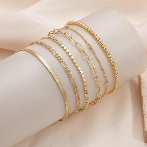 Gold Anklets for Women, 14k Gold Ankle Bracelets for Women Waterproof Cuban Link Anklets Layered Gold Beaded Anklet Bracelets Set Trendy Summer Je...