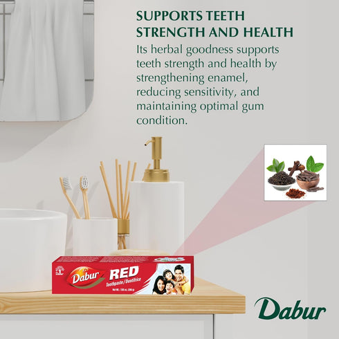 Dabur Red Natural Toothpaste - Ayurvedic Clinically Tested Formula for Oral Care - Promotes Healthy Gums, Fresh Breath, Clean and Strong Teeth - E...