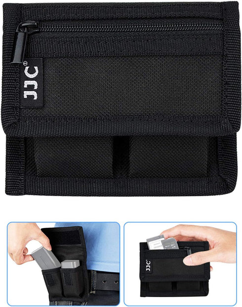 (3 Pockets) DSLR Battery and Memory Card Holder Pouch,Camera Battery and SD CF XQD Card Storage Case for AA Battery and LP-E6 LP-E10 LP-E12 LP-E17...