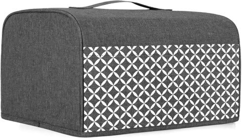 Yarwo 4 Slice Toaster Cover with Pockets and Top Handle, Nylon Toaster Cover Fits for Most 4 Slice Long Slot Toasters, Gray with Grid...