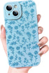OOK Case for iPhone 15 Case Cute Flower Floral Design for Girls Women Soft TPU Camera Lens Protective Phone Cover for iPhone 15 6.1 Inch Blue...