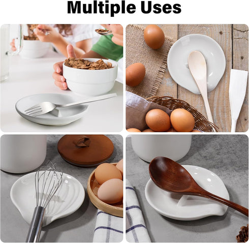 Egg Cracker & Spoon Holder, Spoon Rest for Kitchen, Ceramic Spoon Holder for Stove Top, Cooking Spoon Holder,Heat Resistant Utensil Rest for Count...