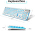 LANGTU LED Computer Keyboard, USB Wired Keyboard for Gaming and Office, All-Metal Panel 104 Keys Quiet Membrane Keyboard with Blue Backlit - L2 Wh...