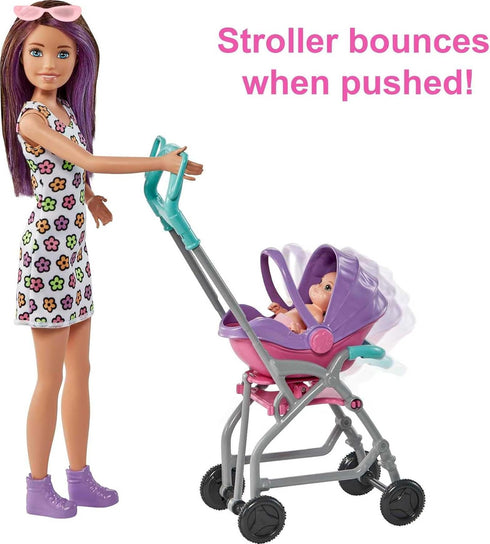 Barbie Skipper Babysitters Inc Playset with Doll, Stroller, Baby Doll & 5 Accessories, Remove Stroller Seat for Carrier...