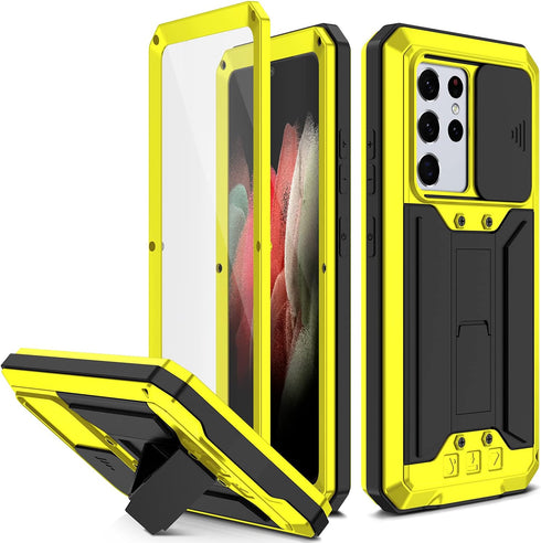 MIYI for Samsung Galaxy S21 Ultra Case, Aluminum Metal Gorilla Glass Waterproof Shockproof Military Heavy Duty Sturdy Protector Cover Hard Case fo...