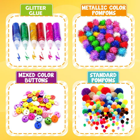 FUNZBO Arts and Crafts Supplies for Kids - Kids Craft Kit with Art Supplies & Craft Supplies, Preschool Learning Activities, Crafts for Kids, DIY ...