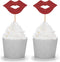 24 Red Lip Cupcake Toppers Bachelorette Party Picks Hen Night Bridal Shower Decorations...