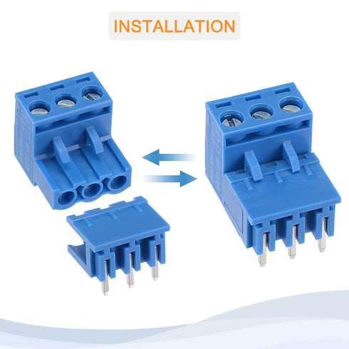 MECCANIXITY PCB Mount Screw Terminal Block 5.08mm Pitch 3 Pin 15A Plug-in for Electrical, Instruments 10Set...