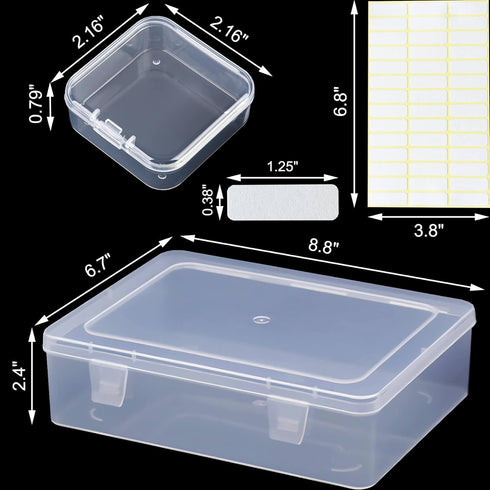 Bead Organizer Box, 30Pcs Small Clear Plastic Bead Storage Containers, 1 Craft Storage Box with Hinged Lid, 42 Labels, Mini Box for Jewelry Making...