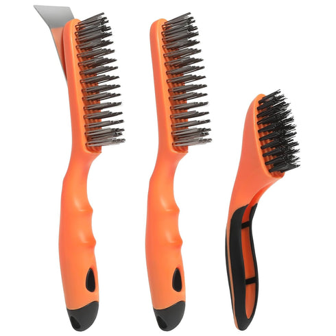 Wire Brush Cleaning Set 3Pc,Detail Brush 10-1/2" and 8",for Cleaning Welding Slag,Rust and Dust.Stainless Steel Brushes with Strong Handle & Metal...