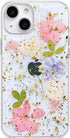 Abbery Designed for iPhone 14 Plus Case Sparkly Pink Flower Design Cute Clear Glitter Soft Silicone Real Dried Pressed Floral Aesthetic Phone Cove...