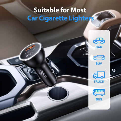 PD Fast Charging Car Charger with MFi Certified USB C Lightning Cable Carplay Cord 3.3ft, VOLPORT Auto Quick Adapter 39W Car Charger Power Deliver...