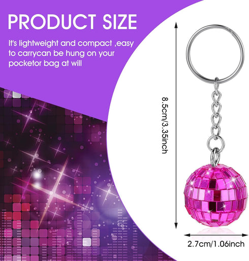 Disco Ball Keychain, 12 Pieces Disco Ball Party Favors Keychains 70s Disco Keychain Silver Mirror Ball Keychain Ball Party Supplies Party Favors S...
