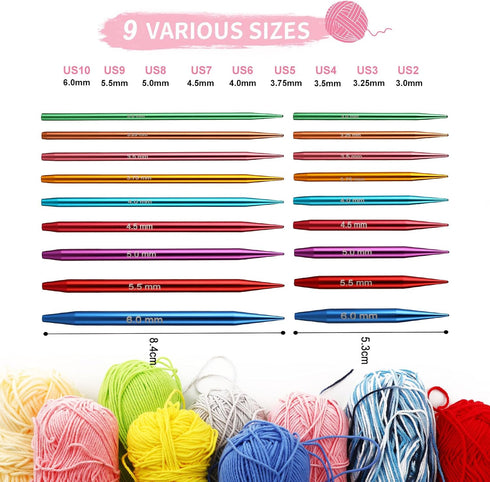 Interchangeable Circular Knitting Needles Accessories for Arthritic Hands, Round Aluminum Kit Suitable for Knitter Enthusiasts?5.5mm)...