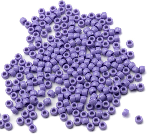 1000 Pcs Acrylic Plastic White Pony Beads 6x9mm Bulk Kandi Beads for Friendship Bracelet Necklace Jewelry Making Pens Hair Braiding Kit (Violet bl...