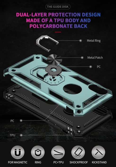 SunStory Compatible with iPhone XR Case with HD Screen Protector, Phone Case with Magnetic Ring Kickstand for iPhone XR 2018,Green...