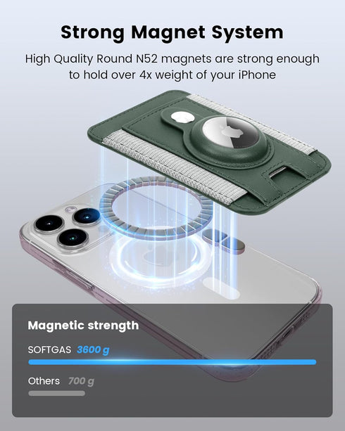 Magnetic Phone Wallet for Apple MagSafe, Card Wallet Holder for iPhone 15 Pro Max/15 Plus/15 Pro/15, 14 Pro Max/14 Plus/14 Pro/14, 13 Pro Max/13 P...