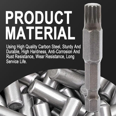 1pcs M8 Triple Square Spline Bit Socket For Electric And Pneumatic Tools,1/4" Shank,12 Point,50mm Carbon Steel...