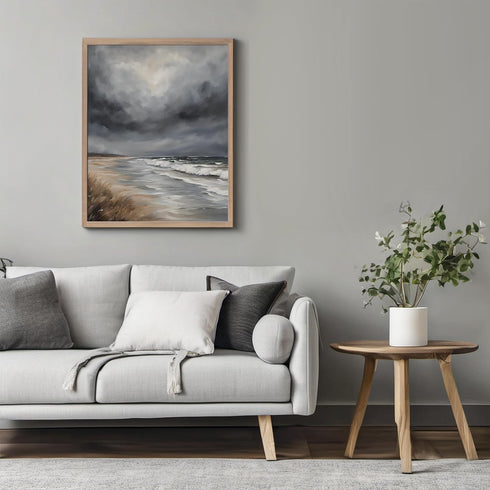 Posterizer 1 pcs-the sea and the beach in winter in oil painting style-3-Landscape & Nature Art-GIft for Men Women Teens-Dining Room Decor- unfram...