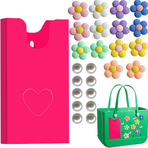 Phone Holder for Bogg Bag, 24 PCS Flower Charms Accessories Inserts Fits for Simple Modern Bag & XL/Original Bogg Bag, Plastic Cell Phone Case Hol...