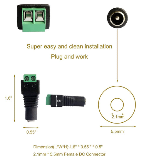 10 Male and 10 Female 12v DC Power Jack Adapter Connector for Led Strip CCTV Camera...
