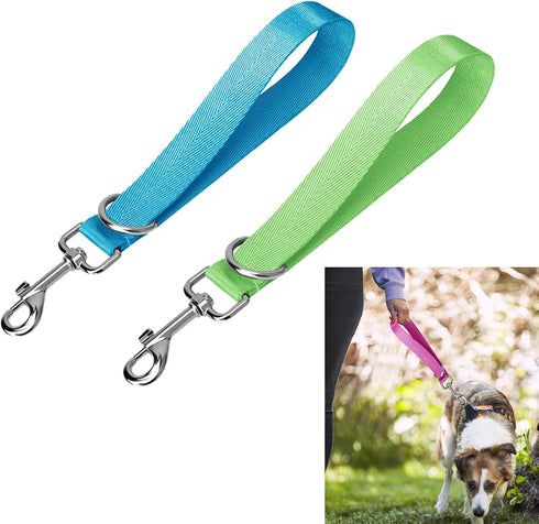 Short Dog Traffic Leash,Short Dog Leash,Dog Training Tab,Dog Leash for Small Dogs,Pet Leashes for Large Medium Dogs (Blue and Green)...