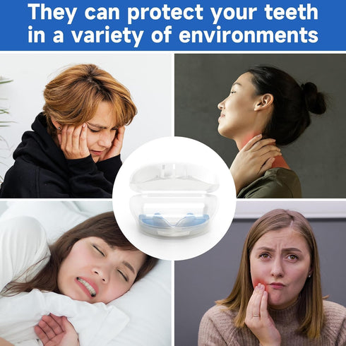 4 Pack Blue Kids Mouth Guard for Grinding Teeth, Moldable Kid Mouth Guard for Clenching Teeth at Night, Comfortable Mouthguard Stops Bruxism, TMJ...