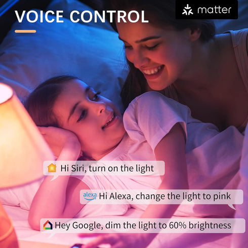 Light Bulbs with Matter, Smart Light Bulbs, WiFi Led Light Bulb Works with Alexa/Google Home/Apple Home/SmartThings, Hub Required, Smart Bulb, Col...