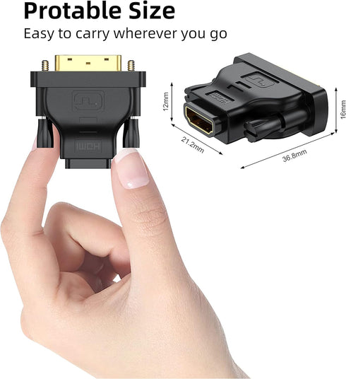 DVI to HDMI Adapter 2-Pack, Bidirectional Female HDMI to DVI-D(24+1) Male Adapter with Gold-Plated for Computer, Monitor, Projector, TV, PS3/4/5 N...