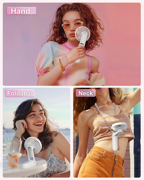 EasyAcc Portable HandHeld Fan, 5000mAh 32H Rechargable Personal Fan, 5 Speed Powerful & Ultra Quiet USB C Small Desk Fan, 180° Foldable Cooling Fa...