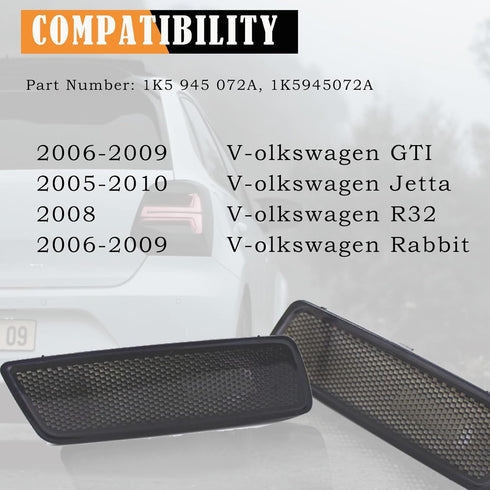 Front Bumper Side Marker Lights Turn Signal Lamps Lens For VW Golf 5 G-T-I Je-tta MK-5 2005-2009 1K5945071A 1K5945072A (Black)...