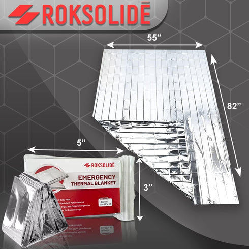 Emergency Blankets | Mylar Thermal Blanket, Essential Survival Gear for Emergency Kits. Ultralight Reflective Foil Blanket for Camping or Cold Wea...