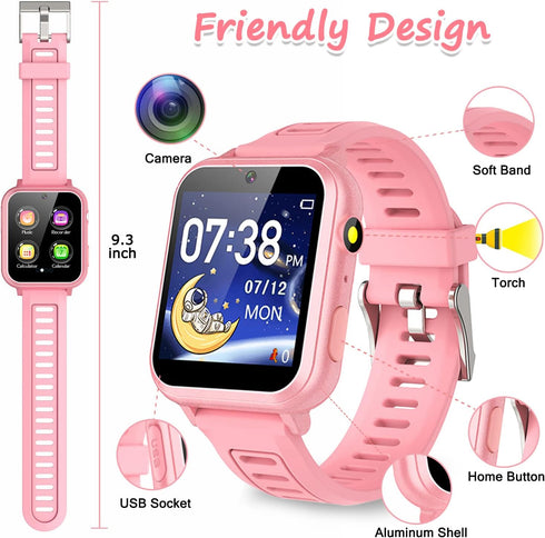 Smart Watch for Kids Gift for Girls Age 5-12, 1.54" Touch Screen Watch with HD Camera Video 24 Games Music Pedometer Flashlight Alarm Clock, Gifts...