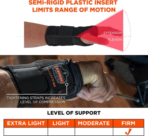 Ergodyne ProFlex 4010 Double-Strap Left Wrist Support, Black, Small...