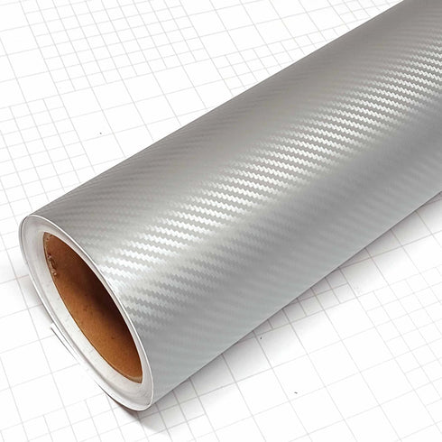 DIYAH 3D Silver Carbon Fiber Film Twill Weave Vinyl Sheet Roll Wrap DIY Decals 12" X 60" (1FT X 5FT)...