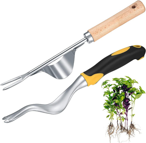 2 Pcs Hand Weeder Puller Tool, Manual Weed Puller Tool Kit, Garden Manual Weeder Removal Tools with V-Shaped Forks, for Garden Yard Lawn Farm Weed...